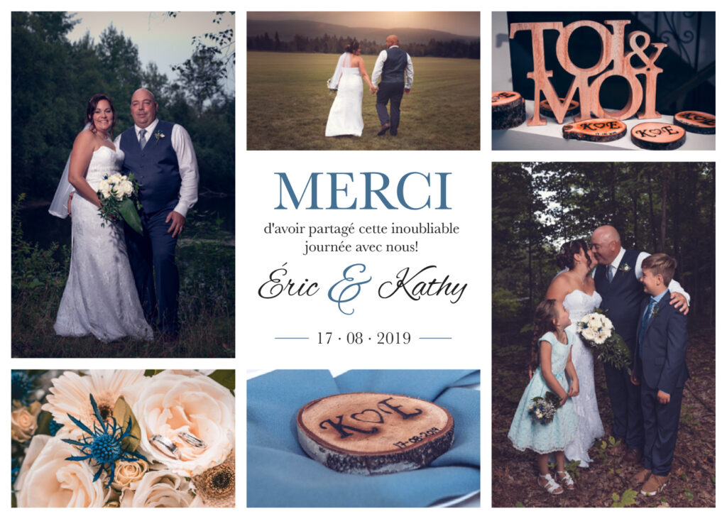 Cartes de remerciement mariage