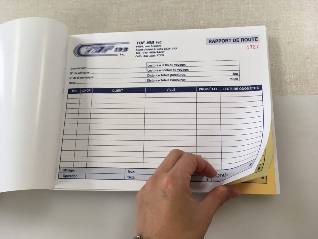 Formulaires pour camionneur