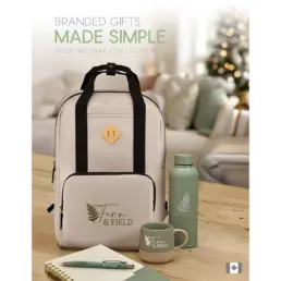 Cadeaux personnalisés avec sac, bouteille et tasse.