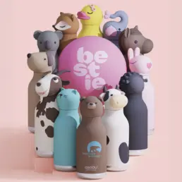 Gourdes animals mignonnes sur fond rose.