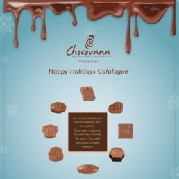Couverture catalogue festif Chocolatier Chocovana avec chocolats