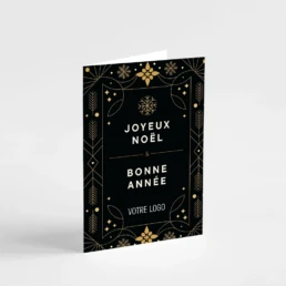Carte noire et dorée « Joyeux Noël Bonne Année »