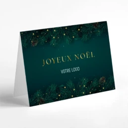 Carte de Noël verte avec branches de sapin