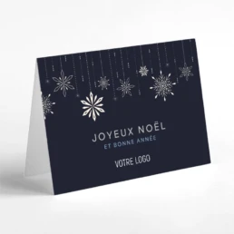 Carte de vœux bleue Joyeux Noël avec flocons